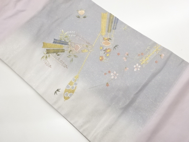 JAPANESE NAGOYA OBI / EMBROIDERY / FLOWERS